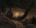 Zwei Männer in Betrachtung des Mond romantischen Caspar David Friedrich
